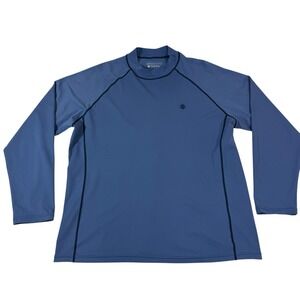 Coolibar Mock Neck Long Sleeve Shirt Men XL UPF 50+ Outdoor Hiking Blue Stretch